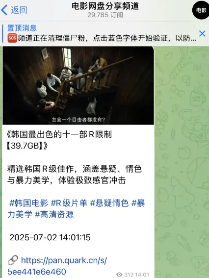 telegram电影机器人，电影网盘分享频道
