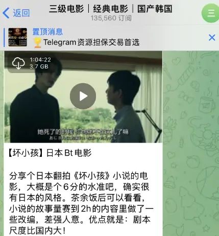 电报电影资源群，三级电影经典电影