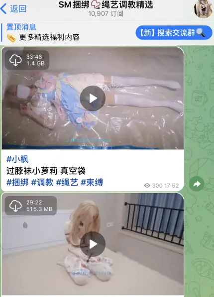 sm电报群，SM捆绑绳艺调教视频