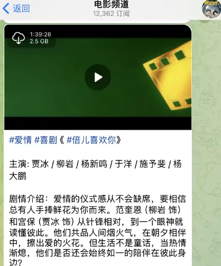 最新电影电报群，电影频道